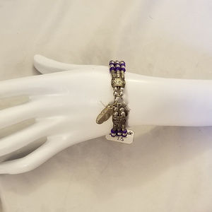 Handmade Memory Wire Bracelet Purple Silver